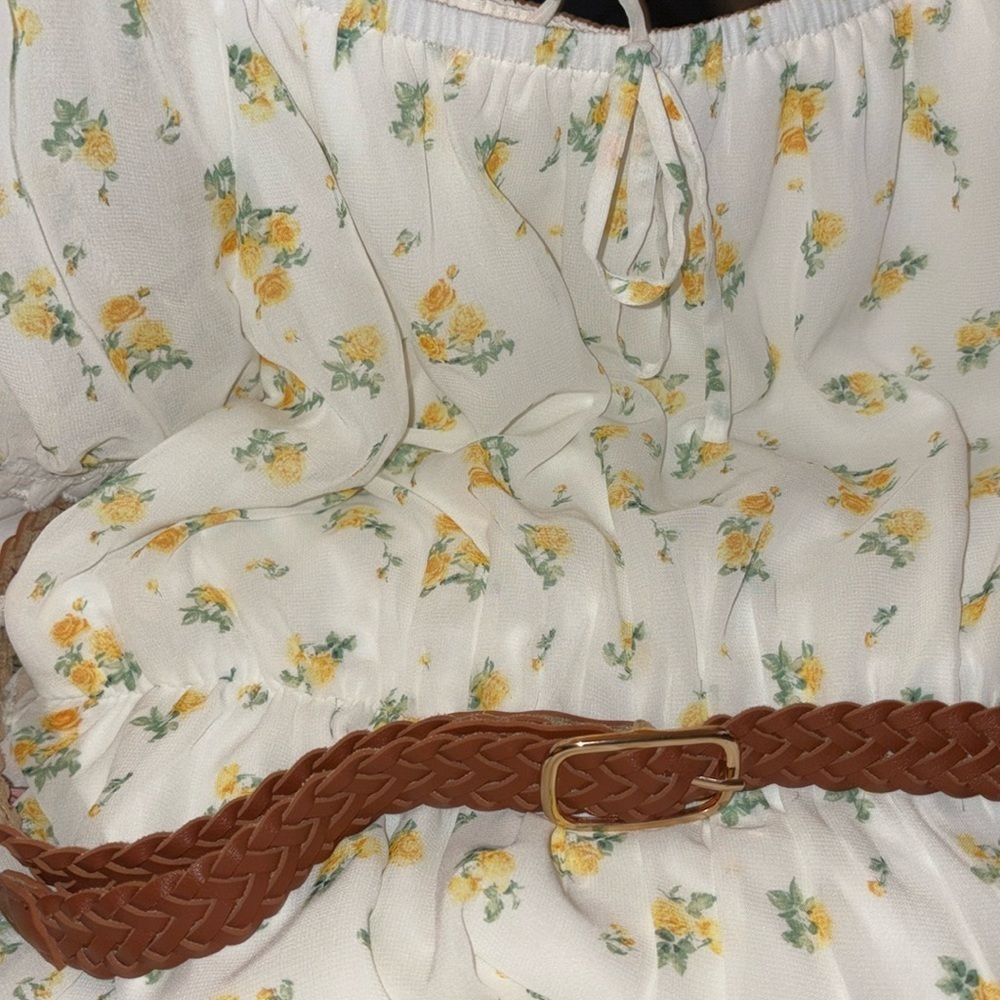 MADDEN GIRL Floral Ditsy Belted Hi-Low Dress(Bust 40” W30”L40”-50”) - Picture 5 of 5